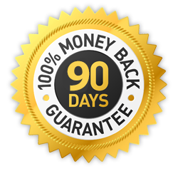 90-day money-back guarantee seal for Pulmo Balance respiratory supplement - risk-free purchase guarantee for lung support